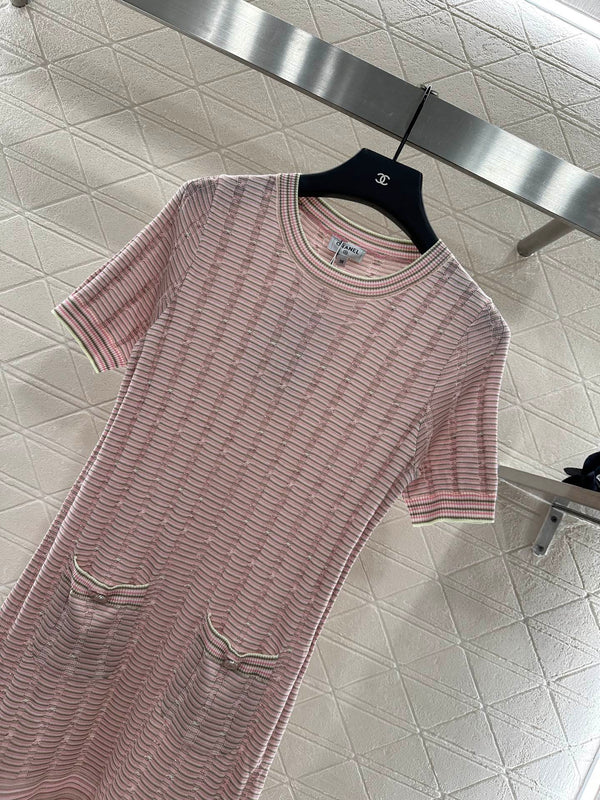 CHANEL KNIT CASHMERE SHORT SLEEVE DRESS STYLE 277