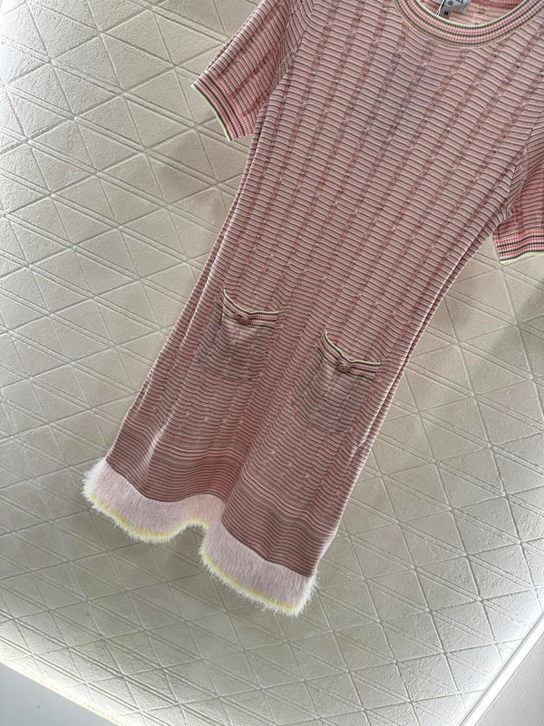 CHANEL KNIT CASHMERE SHORT SLEEVE DRESS STYLE 277