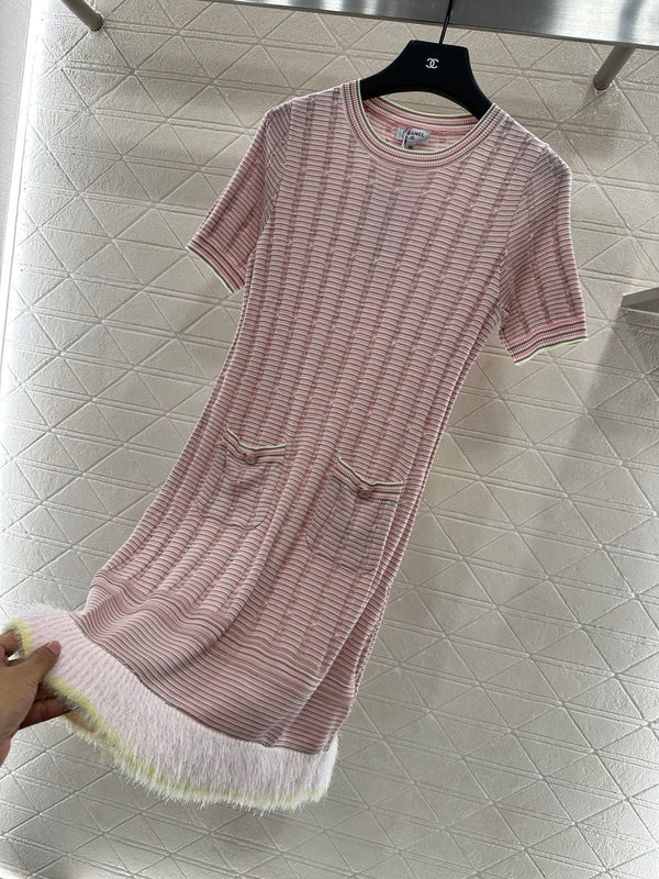 CHANEL KNIT CASHMERE SHORT SLEEVE DRESS STYLE 277