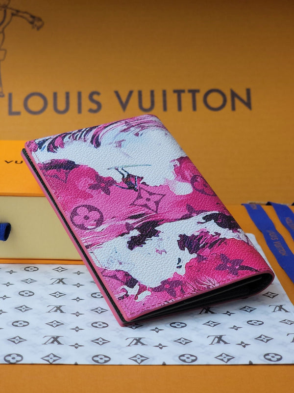 Portafoglio LV 14 cm in tela monogramma rosa 261848