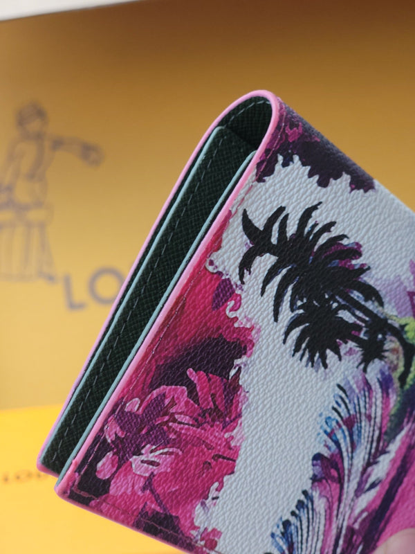 Portafoglio LV 14 cm in tela monogramma rosa 261848