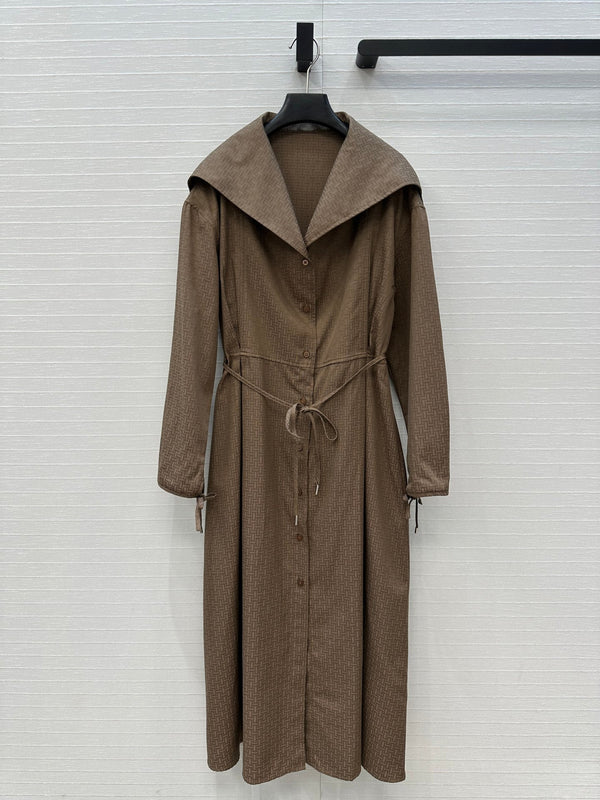Hm Trench Coat H Dark Pattern Brown Cotton