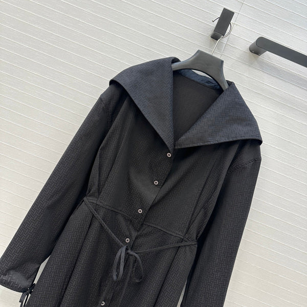 Hm Trench Coat H Dark Pattern Black Cotton