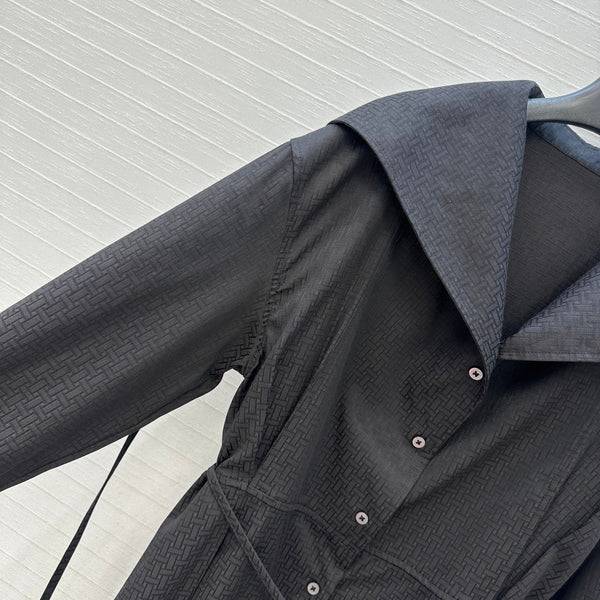 Hm Trench Coat H Dark Pattern Black Cotton