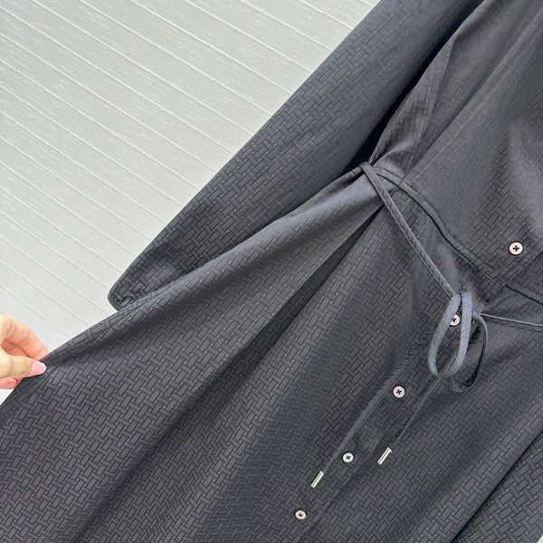 Hm Trench Coat H Dark Pattern Black Cotton