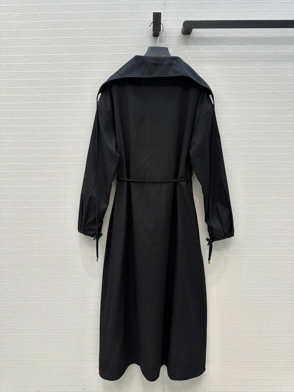 Hm Trench Coat H Dark Pattern Black Cotton