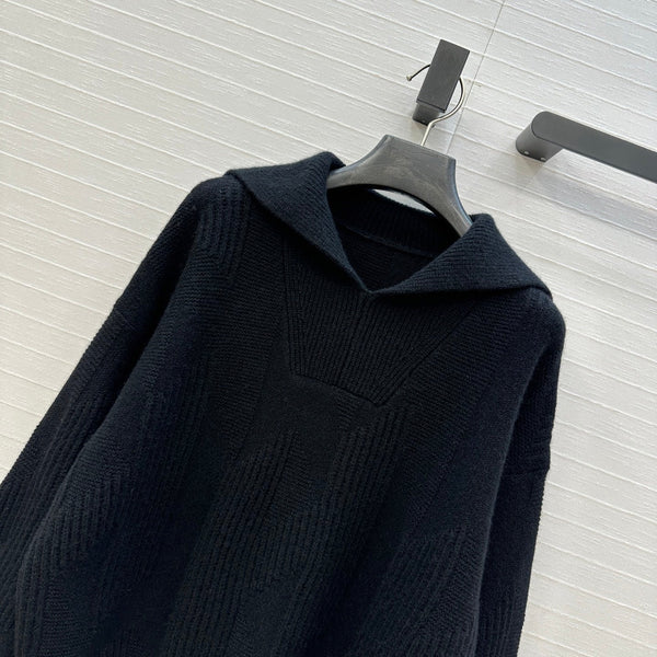 HM Letter Sweater in Black Cashmere
