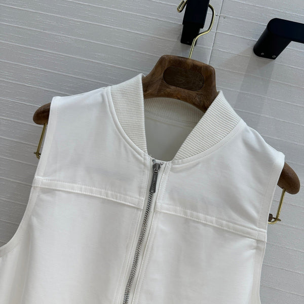 HM Majia Zipped Sleeveless Dress in White Cotton