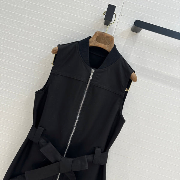 HM Majia Zipped Sleeveless Dress in Black Cotton