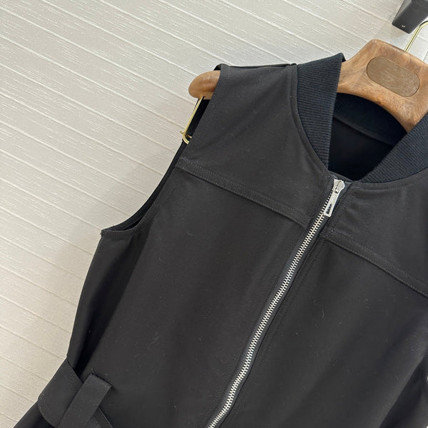 HM Majia Zipped Sleeveless Dress in Black Cotton