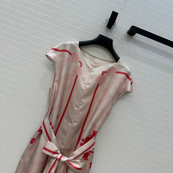HM 25S Palefroi Remix Sleeveless Dress Graphic Print in Pink Silk