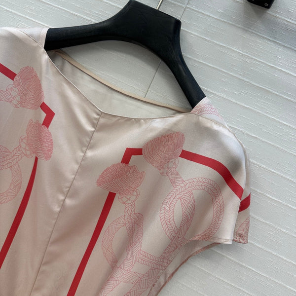 HM 25S Palefroi Remix Sleeveless Dress Graphic Print in Pink Silk