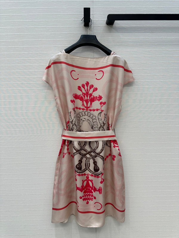 HM 25S Palefroi Remix Sleeveless Dress Graphic Print in Pink Silk