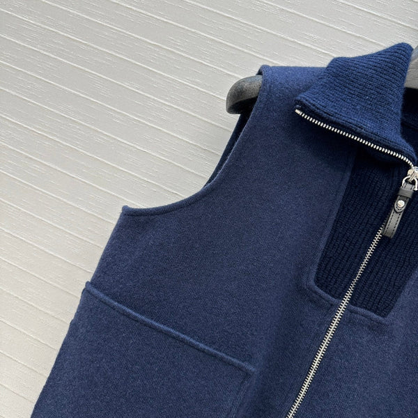 HM 25S Zipped Vest in Blue Cashmere