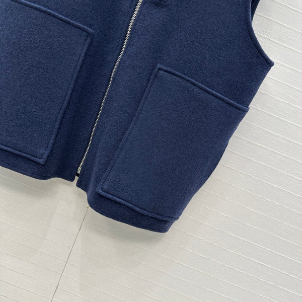 HM 25S Zipped Vest in Blue Cashmere