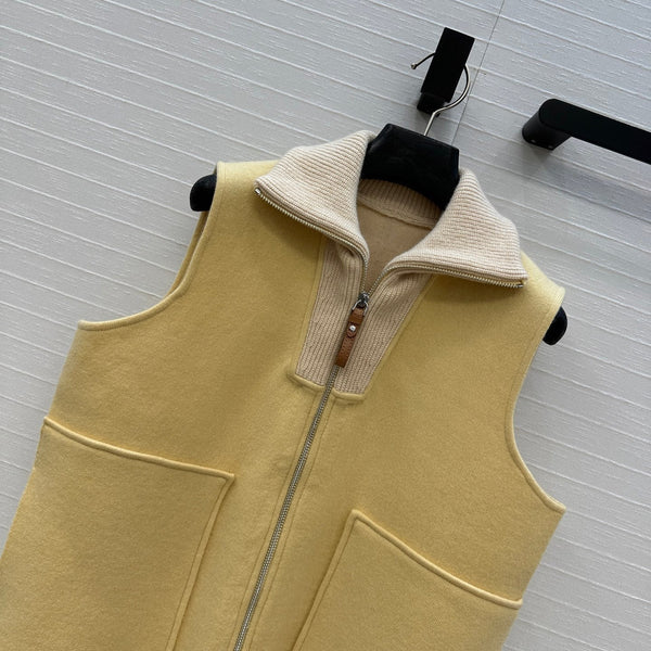 HM 25S Zipped Vest in Yellow Cashmere