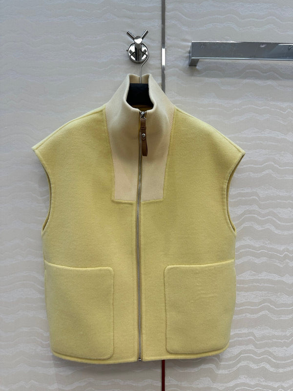 HM 25S Zipped Vest in Light Yellow Wool and Cashmere