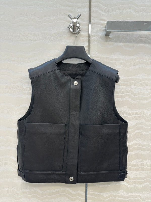 Gilet HM 25S in pelle di agnello nera 297455