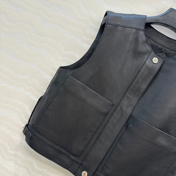 HM 25S Vest in Black Lambskin 297455