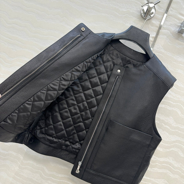 HM 25S Vest in Black Lambskin 297455