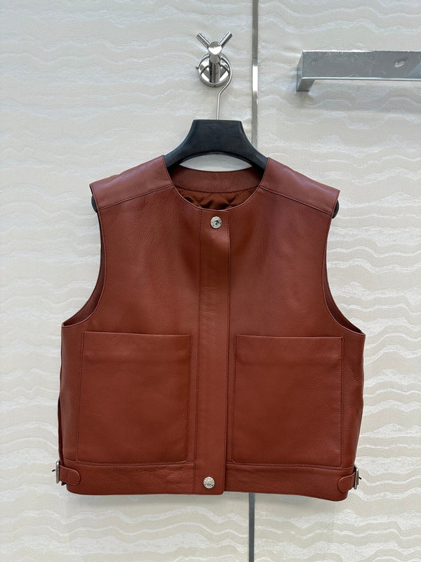HM 25S Vest in Reddish-Brown Lambskin 297458