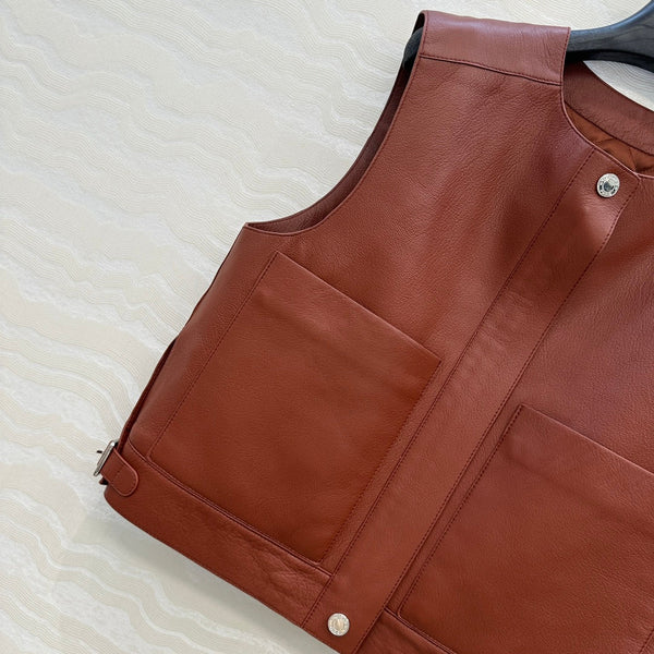 HM 25S Vest in Reddish-Brown Lambskin 297458