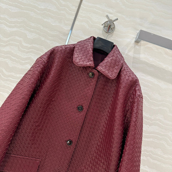 BV Jacket in Burgundy Lambskin