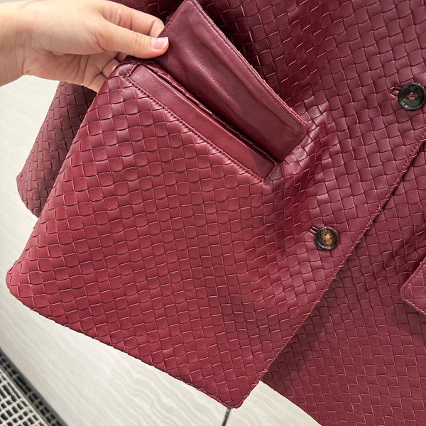 BV Jacket in Burgundy Lambskin