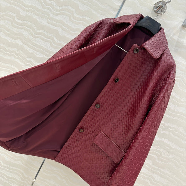 BV Jacket in Burgundy Lambskin