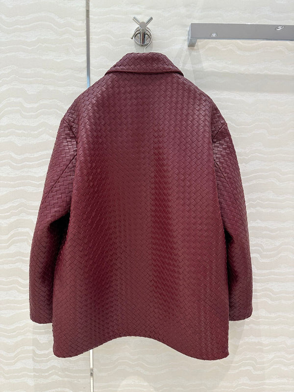 BV Jacket in Burgundy Lambskin