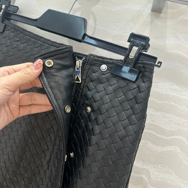 BV Skirt in Black Lambskin