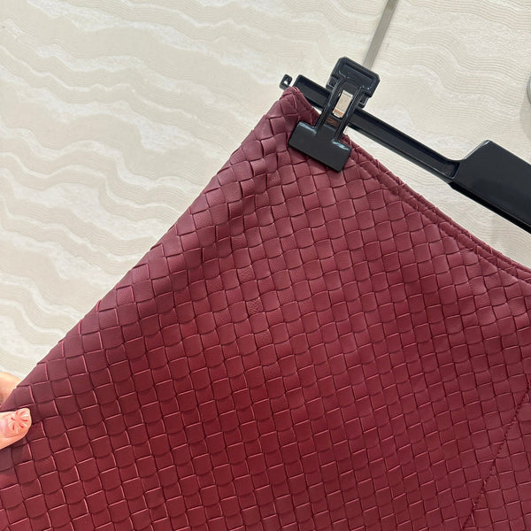 BV Skirt in Burgundy Lambskin