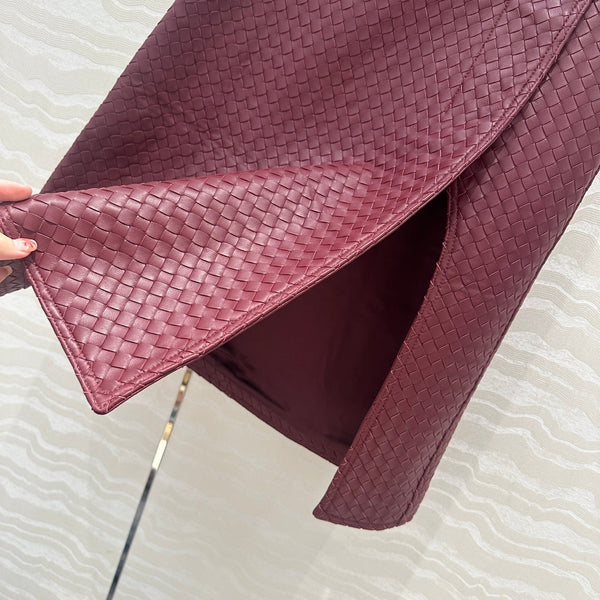 BV Skirt in Burgundy Lambskin