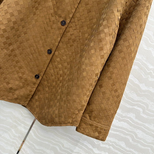 BV Shirt Jacket in Brown Cowhide Suede