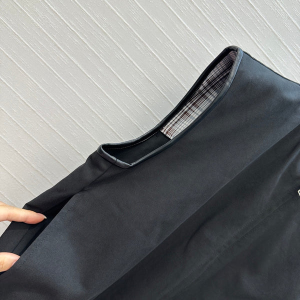 BV Sleeveless Vest Jacket in Black Cotton