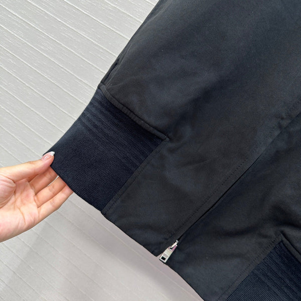 BV Sleeveless Vest Jacket in Black Cotton