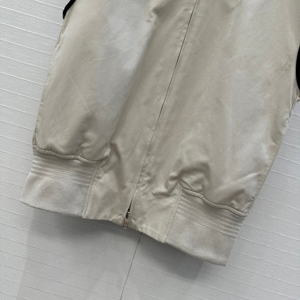 BV Sleeveless Vest Jacket in Ivory White Cotton