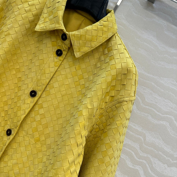 BV 25S Shirt Jacket In Yellow Cowhide Suede