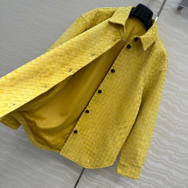 BV 25S Shirt Jacket In Yellow Cowhide Suede