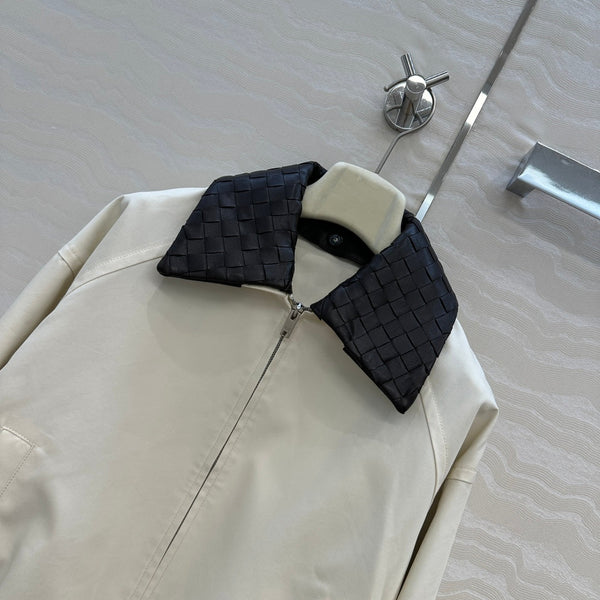 BV 25S Jacket Sheepskin Neck in White Cotton