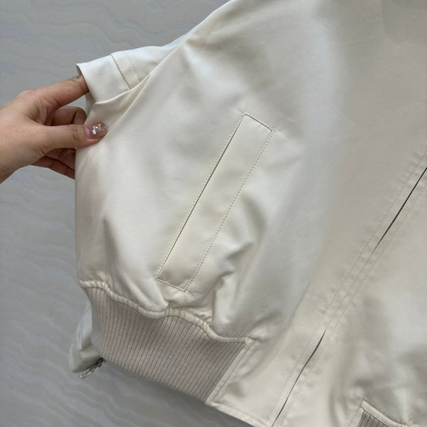 BV 25S Jacket Sheepskin Neck in White Cotton