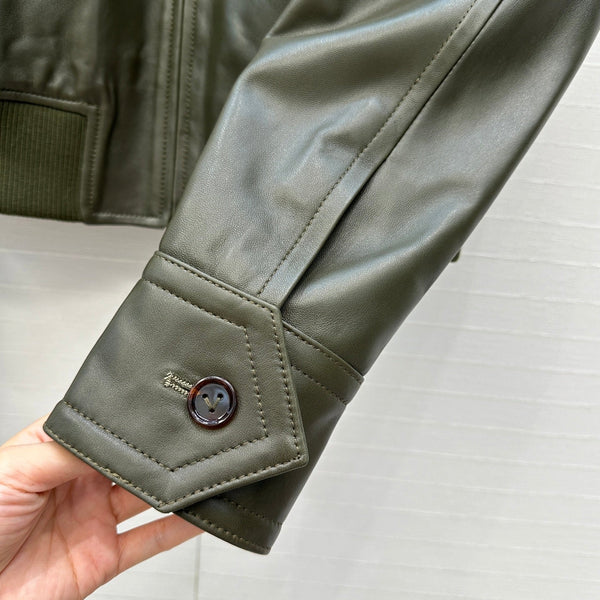 BV 25S Jacket in Olive Green Lambskin