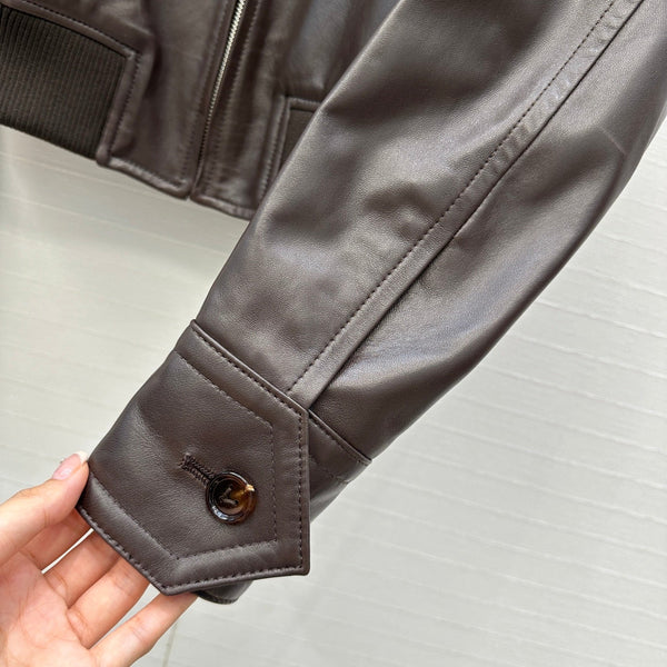 Giacca BV 25S in pelle di agnello color cioccolato