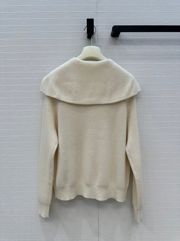 BV V-Neck Cardigan in White Cashmere