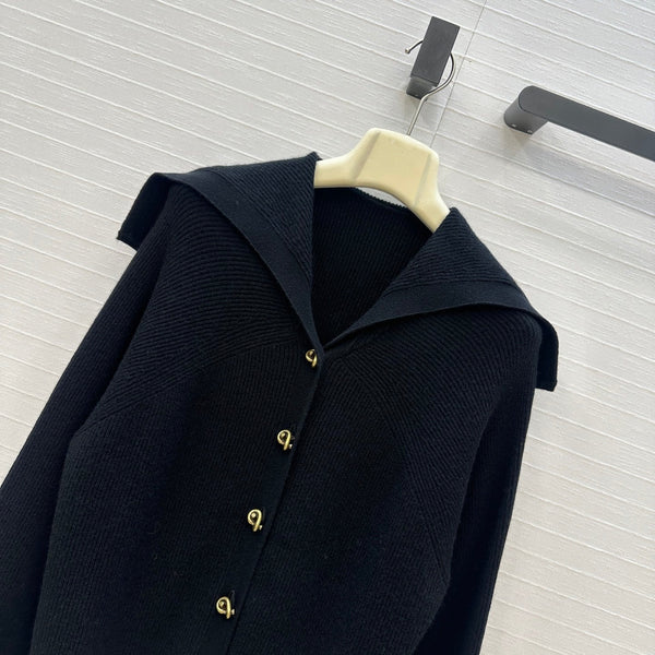 BV V-Neck Cardigan in Black Cashmere