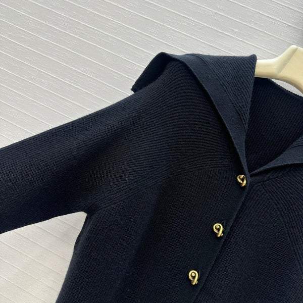 BV V-Neck Cardigan in Black Cashmere