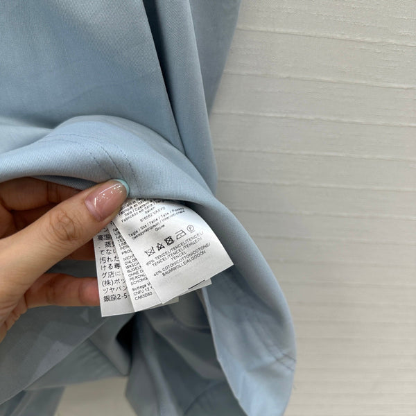 BV V-neck Rolled-Up Sleeve Dress in Light Blue Tencel