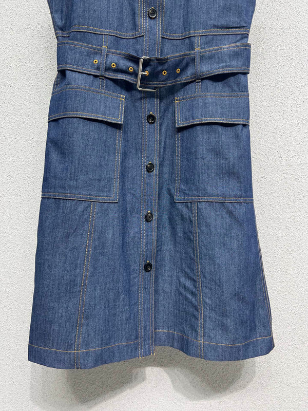 BV Vest Dress in Blue Denim