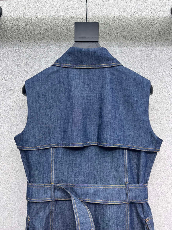 BV Vest Dress in Blue Denim