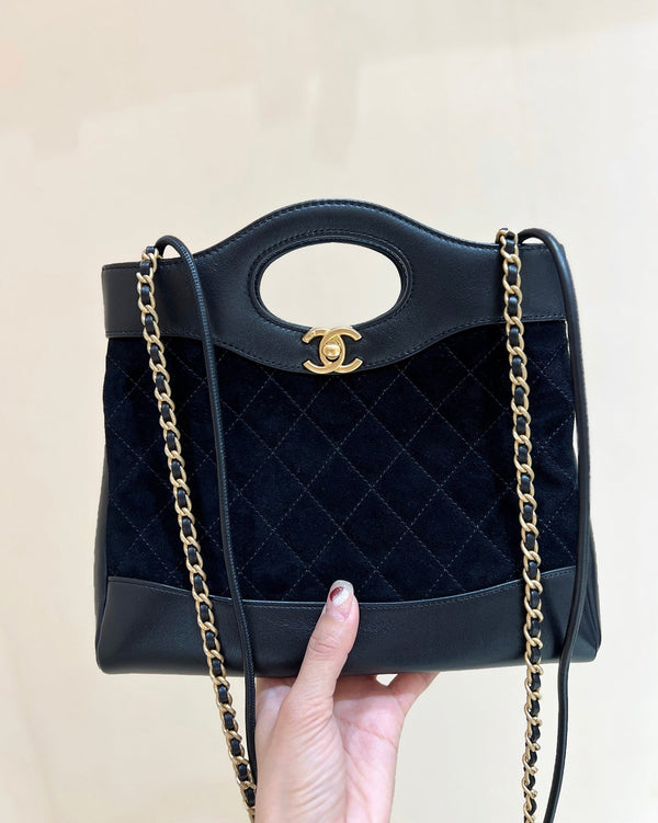 CC 25P Mini 31 Bag in Black Lambskin and Suede